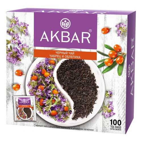 Чай Akbar Чабрец и Облепиха, черный с добавками, 100 сашетов в Татнефть