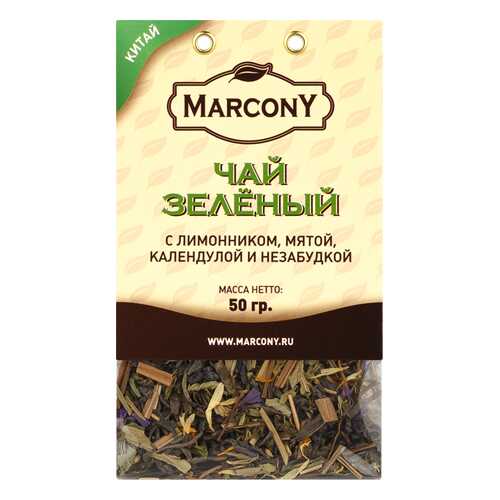 Чай Marcony зеленый с лимонником, мятой, календулой и незабудкой 50 г в Татнефть