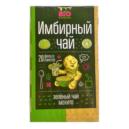 Чай зеленый Fitness кондитерская bio national байховый с имбирем мохито 20 пакетиков в Татнефть