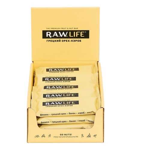 R.A.W. LIFE Орехово-фруктовые батончики 47 г, 20 шт, вкус: грецкий орех-кэроб в Татнефть