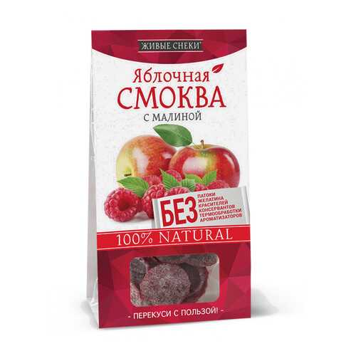 Яблочная смоква Живые снеки с малиной 4*60 г в Татнефть