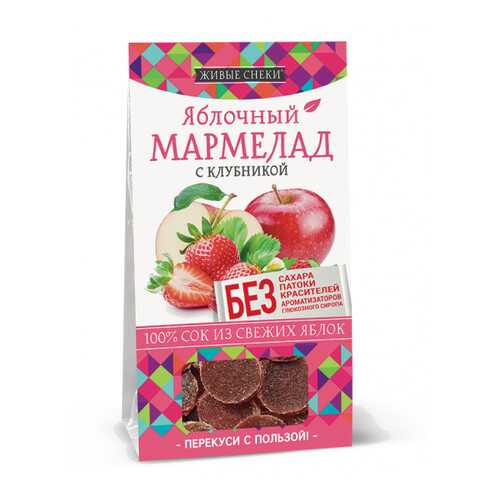 Мармелад яблочный Живые снеки с клубникой 90 г в Татнефть
