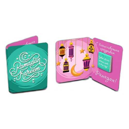 Шоколад Chokocat Ramadan Kareem. Зелёно-розовая, молочный, мини-открытка, 5 гр в Татнефть