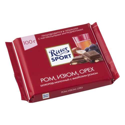 Шоколад молочный Ritter Sport ром изюм орех 100 г в Татнефть