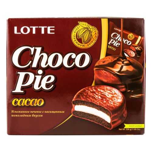 Печенье Lotte choko pie cacao с насыщенным шоколадным вкусом 336 г в Татнефть