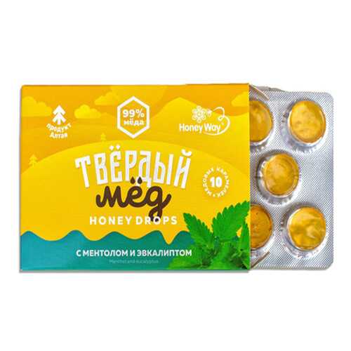 Карамель Твердый мед медовая со вкусом ментола и эвкалипта 30 г в Татнефть