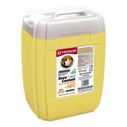 Охлаждающая жидкость TOTACHI NIRO EURO COOLANT OAT - Technology -50 C, 10л в Татнефть