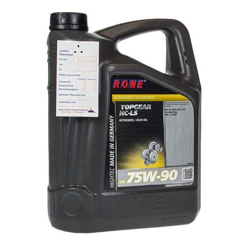 Трансмиссионное масло Rowe HIGHTEC TOPGEAR 75w90 5л 25004-0050-03 в Татнефть